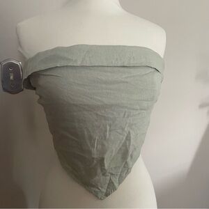 XL NWT Free People crop top tie back strapless light green linen scales